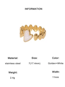 3pcs/Set Fashionable Minimalist Elegant Sweet Plated Stainless Steel Geometric Heart Adjustable Open Rings, Suitable For Women Daily, Party, Date Wear