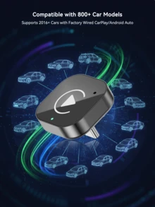 Spedal 二合一 CarPlay 适配器，无线 CarPlay 适配器 USB-C/Android Auto USB-C，将有线连接转换为无线连接，即插即用 - CL323C-03 - 查看 8