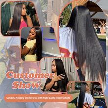 180密度34英寸真人发混纺蕾丝前假发 - 无需胶水,预先拔毛修剪的直发混纺,黑色透明蕾丝封顶,预漂白发结,易于佩戴,自然发际线,无需粘合剂 - 自然色&黑色系 - 查看 10