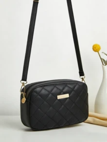 Fashionable New Quilted Plaid Crossbody Bag - Mini Shoulder Bag (Random Style Shipped) - Black - View 2