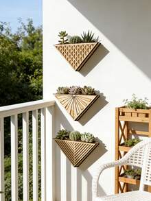 1 pieza Estantería de pared de triángulo geométrico estilo bohemio, soporte colgante para plantas suculentas, estantería para plantas de interior/exterior, estantería de flores de pared minimalista moderna, estantería decorativa, adecuada para sala de estar, dormitorio, balcón, entrada, decoración de pared de apartamento, exhibición de plantas, estilo nórdico bohemio, almacenamiento de pared ahorrativo de espacio y decoración del hogar - Multicolor - Ver 2