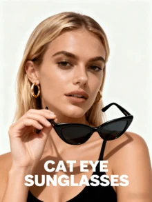 Vintage Cat Eye Frame Optical Wear For Women Men, Retro 1950s Inspired Eyewear With Light Filtering, Universal Fit For Oval Face Shape, Classic Black Shades For Driving Beach Vacation Outdoor Activities (1 Pair) - đen xám - Xem 4