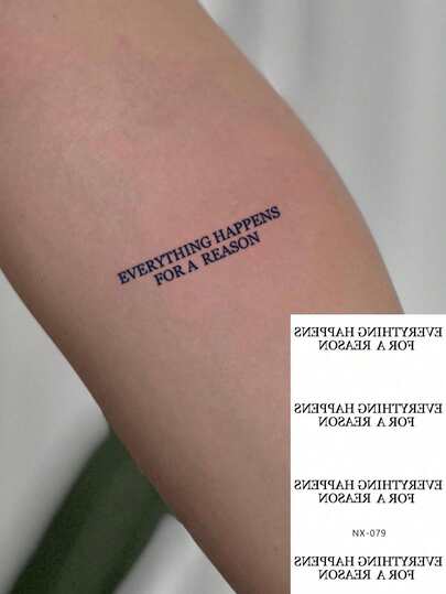 1pc Washable Temporary Herbal Tattoo Sticker, European & American Style Artistic Text, Inspirational Quotes, Waterproof & Sweat-Proof, Suitable For Wrist, Valentine's Day Use