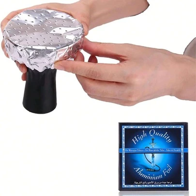 50pcs/100pcs Pre-Punched Aluminum Hookah Foil Paper - Perforated Hookah Foil Sheets | Hookah Bowl Foil Paper With Holes, Suitable For Hookah Heads, Hookah Bowl Accessories | Hookah Mouth Flavored Tobacco Foil Paper, 4.7 Inches, 0.02mm