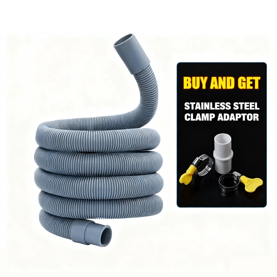 20mm/0.787in & 25mm/0.984in Universal Washing Machine/Dishwasher/Sink Hose, Includes 1 Connector And 2 Stainless Steel Clamps, Extendable, Easy Installation, Leak-Proof