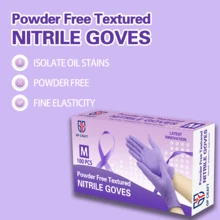 100pc 7 Colors Available Disposable Nitrile 3-Mil Latex Free Tattto Nail Hair Salon Cleaning Gloves - 紫色 - 查看 1