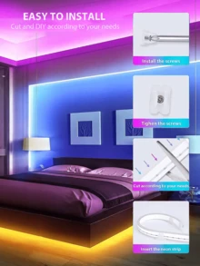 TYUTE 1PC Neon Light Flexible RGB LED Neon Light Strips, Equipped With A Remote Control For Intelligent Control Of The Light Mode, USB Interface For Convenient And Fast Power Supply, Available In Lengths Ranging From 3.28ft To 16.4ft, Multi-Color Lights Suitable For Christmas Atmosphere Decoration, Suitable For Valentine's Day Neon Light Strips In The Living Room - Multi-color light - View 9