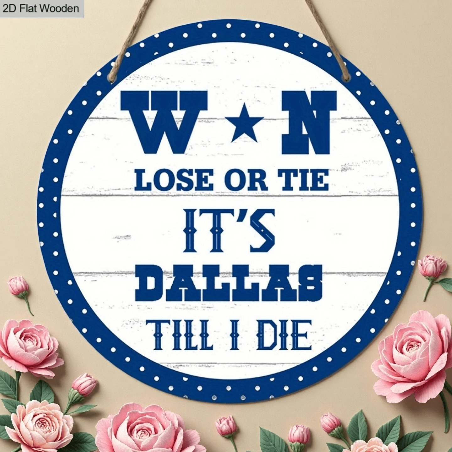 2D Flat Multifunctional Wall-Mounted Wooden Soccer Sign, 8 Inch, Perfect Gift For Dallas Fans, Adds Modern Vibe To Your Home