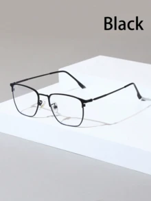 1 Pair Men's Square Metal Frame Clear Lens Glasses, Thin Metal Frame, Suitable For Daily Wear And Various Occasions, Great Valentine's Day Gift For Boyfriend - Multicolor - View 10