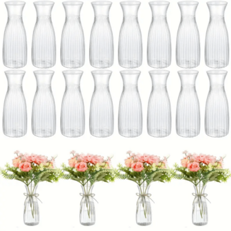 8/6/4/2pcs Plastic Striped Vases, Transparent Flower Vases For Floral Arrangements And Decorative Displays, Suitable For Bouquets, Holidays, Home Decor, Dining Table, Weddings, Parties