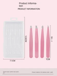 4pcs Black Eyebrow Clip Set, Eyebrow Shaping Tools Kit For Beginners To Pluck Eyebrows, Shave Facial/Body Hair At Home - Multicolor - View 6