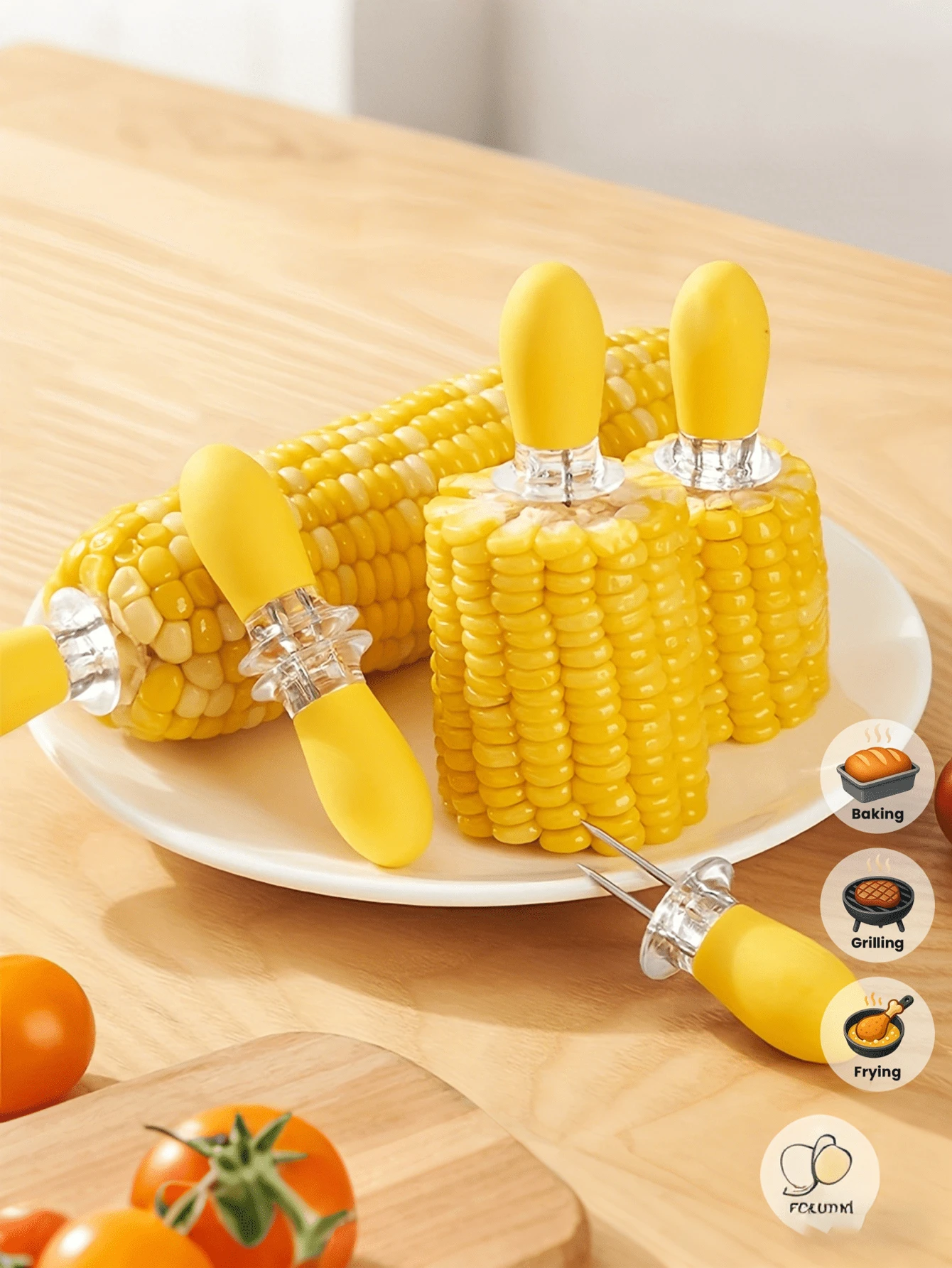 4/10 cái Giá đỡ bắp ngô bằng thép không gỉ, Kim nướng ngô, Xiên nướng, Nĩa cánh gà, Nĩa xúc xích, Nĩa thịt nướng, Miếng lót nướng và que trái cây, Dễ sử dụng, Vật dụng cần thiết khi cắm trại dã ngoại, Dụng cụ chế biến ngô, Thích hợp để nấu ăn tại nhà, Tụ tập, Cắm trại