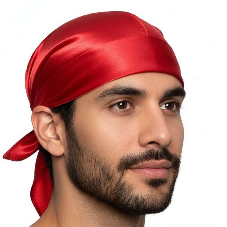 Lenço Bandana Cigano Unissex em Cetim Verão - Vermelho - Visão 1