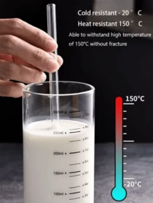 4 buc/set paie din sticlă borosilicată rezistente la temperaturi ridicate cu 1 buc perie de curățare, reutilizabile pentru băuturi din fructe, bucătărie și rechizite școlare - Multicolor - Vizualizare 6