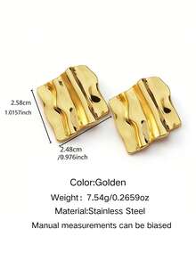 1 par de pendientes asimétricos cuadrados minimalistas de acero inoxidable plegables, adecuados para el uso diario o fiestas de las mujeres, un gran regalo para ella - HQ6013 - Ver 2