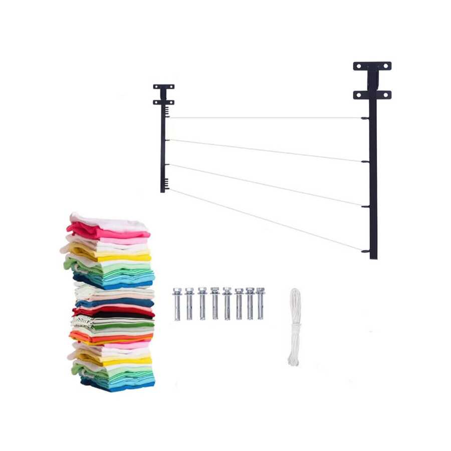Tendedero Plegable Abatible Retráctil Moderno Ropa De Pared - Unitalla - Ver 1