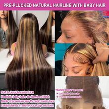 13*4、13*6、5*5 高密度蕾丝前假发，180% 密度，4/27 色号，预先拔毛，混合婴儿发，渐变色蕾丝前假发，8-34 英寸，蜜金色蕾丝前假发，时尚日常佩戴