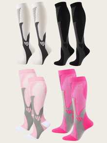 2 Pairs/Pack Unisex Professional Compression Knee-High Fitness Marathon Running Socks - Multicolor - View 12