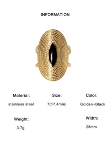 1pc Vintage Oversized Personalized Stainless Steel Geometric Openwork Ring Suitable For Women Daily And Party Wear - Open Ring - View 11