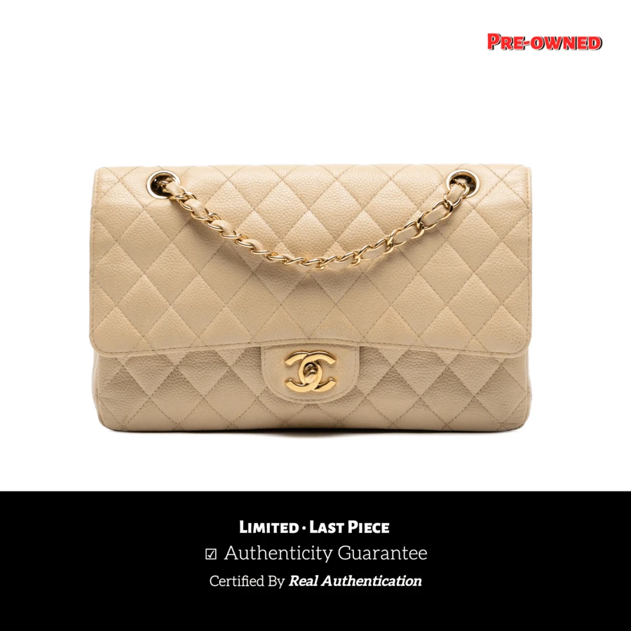 CHANEL Authenticated  PRE-OWNED Medium Classic Caviar Double Flap Bag - màu nâu - Xem 1