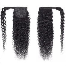 BINF 8-26Inch Kinky Curly Ponytail Human Hair With Wrap Around Magic Real Virgin Hair Clip In Extensions Curly Ponytail Human Hair Extensions Kinky Curly Human Hair Wrap Around Ponytail Extension Remy Pony Tail Hairpiece Wrap Around Curly Wavy Ponytails - Kinky Curly Wrap Around Ponytail - 查看 3