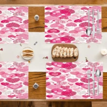 1 Stück/4 Stücke/6 Stücke Tischsets aus Leinen mit Herzmuster, geeignet für den Esstisch, Dekoration für alle Jahreszeiten, moderne waschbare Tischsets, Raumdekoration, Untersetzer, Küchen- und Esszimmer-Matten, Innen- und Außendekoration für Partys, Heimdekoration, ideales Geschenk - Verschiedenfarbig - Übersicht 2
