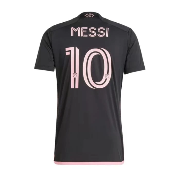 Adidas Inter Miami CF 23/24 Away Jersey, Graphic Print Color-Blocked Quick-Drying Short-Sleeved Soccer Jersey, Fan Version, Internacional Away Team, Messi #10 Men's Style. - Black - View 3