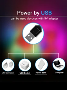 TYUTE 1PC Neon Light Flexible RGB LED Neon Light Strips, Equipped With A Remote Control For Intelligent Control Of The Light Mode, USB Interface For Convenient And Fast Power Supply, Available In Lengths Ranging From 3.28ft To 16.4ft, Multi-Color Lights Suitable For Christmas Atmosphere Decoration, Suitable For Valentine's Day Neon Light Strips In The Living Room - Multi-color light - View 4