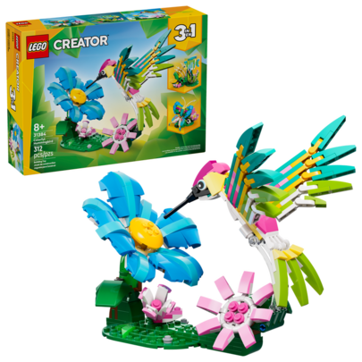  LEGO Creator 3 In1 Wild Animals: Colorful Hummingbird Building Toy For Girls, Boys, & Kids, Ages 8+ - Build A Bird, Butterfly, Or Tropical Fish - Gift Idea For Birthdays - 31384