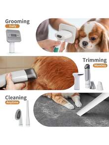 7合1宠物美容吸尘器套装，包含狗狗美容剪毛器、宠物毛发去除器，强劲吸力，低噪音，1升集尘杯