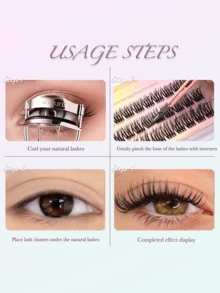 36片棕色按压式假睫毛簇，自然款，自带粘胶，无需胶水，漫画风格，预粘睫毛，纤细轻盈，隐形带，3D D卷翘睫毛簇，10-14mm，DIY单根假睫毛，化妆工具 - D - 查看 8