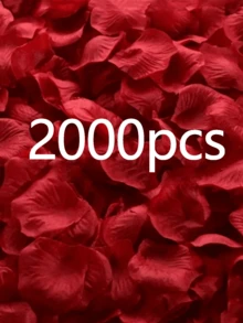 1000pcs Artificial Silk Rose Petals, Suitable For Weddings, Red Rose Petals Decor, Lifelike Satin Rose Petals, Create Wedding Atmosphere, Red Rose Petals, Rose Petal Decor, Everlasting Rose Petals, Rose For Your Loved Ones, Romantic Wedding Decor And Gift For Partner, Gift Box Filler, Romantic Aisle And Room Decor, Wedding Aisle Petals, Wedding Decor, Holiday Petals - Multicolor - View 2