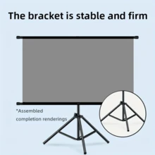 Projector Screen With Single Bracket-4K HD 16:9 Indoor/Outdoor Can Be-Used For Theater/Office Backyard Party Theater Screen - Grey - View 3
