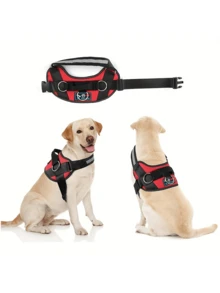 反光尼龙背心式狗狗胸背带，透气舒适，适合夜间散步，可调节，可水洗，实用。舒适宠物胸背带，狗狗胸背带，幼犬胸背带，幼犬必备。 - 黑色 - 查看 8