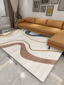 1 件装不对称浅色线条地毯,适用于卧室/玄关/厨房/客厅,柔软舒适,可水洗,适合家居装饰,秋冬季节适用。 - 彩色 - 查看 18