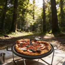Cast Iron Pizza Pan - Double Large Handles Design, Non-Stick, Suitable For Stovetops Or Campfires. Durable With Even Heat Distribution, Multi-Functional Cast Iron Frying Pan, Perfect For Making Pizza, Grilling And Baking Bread. - 黑色 - 查看 9