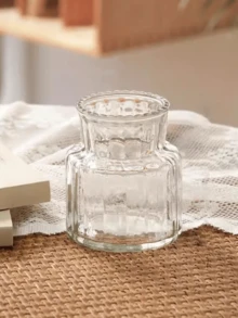 1 chiếc bình thủy tinh kẻ sọc, bình thủy tinh mini trong suốt tối giản trang trí nụ hoa, bình hoa trang trí bàn làm việc tại nhà. - Trong sáng - Xem 10