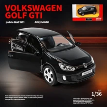 Burago 1:36 Golf GTI Black Alloy Car Model, Static Miniature Racing Car Collection, Realistic Toy Car Collection, Gift For Men - 1:36  Golf GTI, Black - View 2