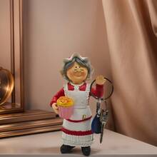 1pc Resin Chef Statue Decor, Kitchen/Living Room Tabletop Accessory, Small Item Shelf, Elderly Santa Chef Appearance Design, Gift For Family - Red - View 6