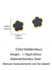 1 Pair Elegant & Cute Floral Design Stainless Steel Earrings, Suitable For Women's Daily Wear And Party Occasions, Great Mother's Day Gift - Yellow Gold - View 2