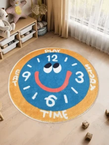 1 块可水洗仿羊绒圆形字母图案游戏地毯，柔软字母游戏垫地毯，家居装饰地毯 - 彩色 - 查看 13