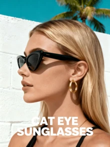 Vintage Cat Eye Frame Optical Wear For Women Men, Retro 1950s Inspired Eyewear With Light Filtering, Universal Fit For Oval Face Shape, Classic Black Shades For Driving Beach Vacation Outdoor Activities (1 Pair) - đen xám - Xem 3