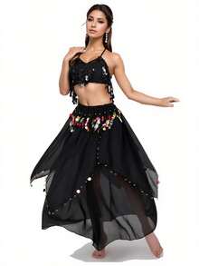 Stage & Celebration Accessory Duo, Social Dance & Cocktail Party Ready, Fringed Embellished Glam Accent - Multicolor - View 14