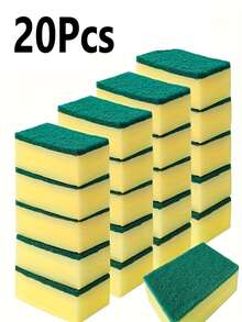 10/20/30/40/50pcs Dishwashing Sponge, Scouring Pad, Dishwashing Cloth, Kitchen Cleaning, Bowl Brushing, Pot Brushing, Magic Wiping, Household High - Yellow - View 9