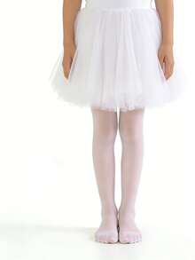 1件装女童轻薄透气白色打底裤，亲肤柔软舒适，时尚休闲运动防勾丝网眼袜，适合日常穿着、返校季、节日礼物 - 白色 - 查看 7