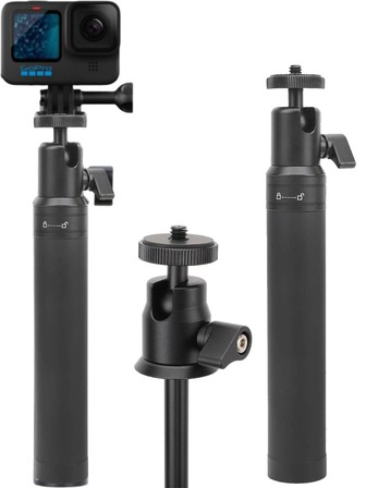 Bloqueo excéntrico suave para una estabilidad sólida como una roca, control de volteo de 90°, almacenamiento compacto de 18.5 cm y alcance extendido de 70 cm para fotografía profesional