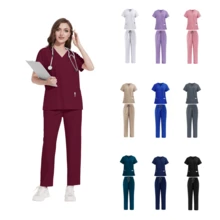 Pijama Quirúrgica Corte Recto Con Bolsas Para Dama Uniforme - Burdeos - Ver 3