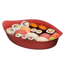 30 Small Plastic Canoe-Shaped Snack Platter For Snacks, Side Dishes, And Sauce - Japanese Style - 紅色 - 查看 4