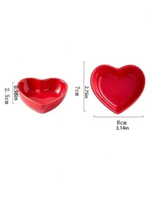 1pc Red Romantic Heart-Shaped Spoon Holder, Home Kitchen Utensil Rack, Desktop Decor, INS Style Bowl, Heart-Shaped Ceramic Spoon Holder, Kitchen Utensil Storage Rack, Romantic Dining Room Decor, Dining Table Decoration (Ceramic Products May Have Some Minor Flaws, Which Are Not Quality Issues) - Red - View 2