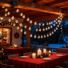 Serie de lámparas solares LED de 5 m / 7 m / 12 m 20 / 50 / 100, 8 modos, carga solar, gran autonomía, luces suaves y cálidas, decoración de ambiente festivo navideño, fiesta / cena / decoración de campamento - color cálido - Ver 9